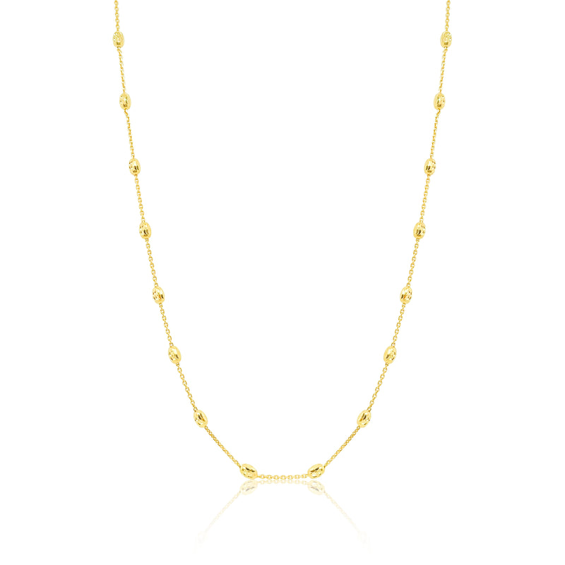 Yellow Gold Beaded Link Chain Necklace