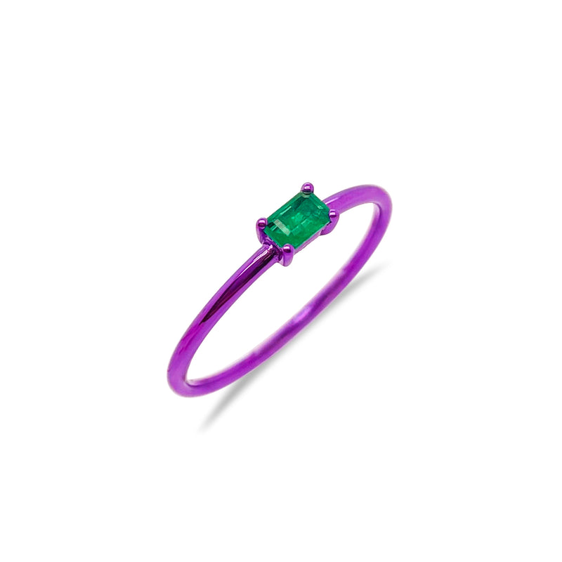 Groovy Purple Silver and Emerald Ring