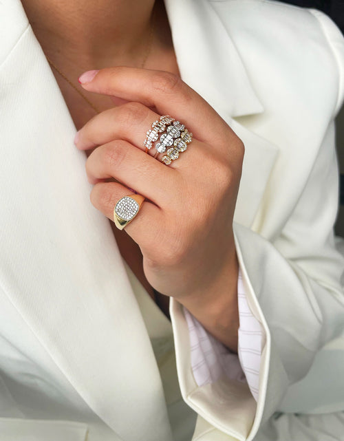 White Gold Diamond Baguette Disk Ring ONLINE EXCLUSIVE