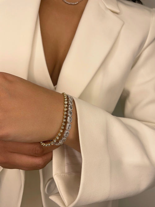 White Gold Diamond Baguette Link Bracelet ONLINE EXCLUSIVE