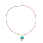 Teal Colored Mushroom Charm Necklace