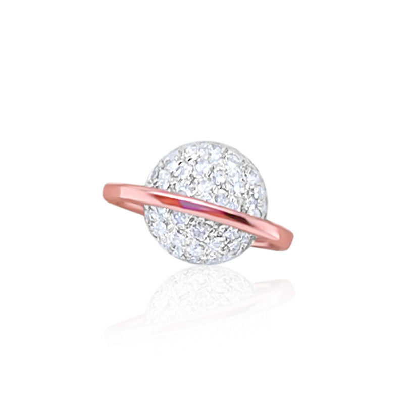 White and Rose Gold Saturn Earrings