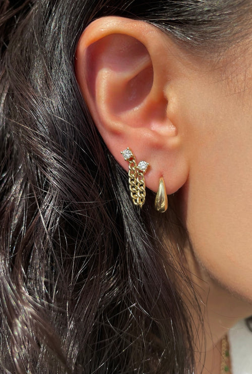 Double Piercing Diamond and Chain Earring ONLINE EXCLUSIVE