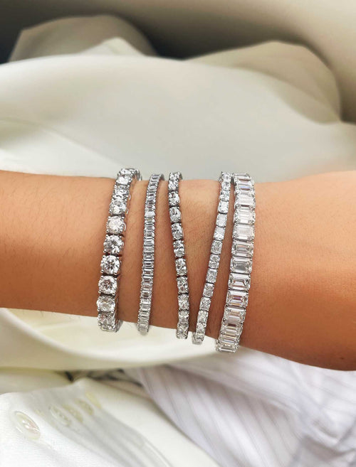 Lab Grown Tennis Bracelet | 6 Carat Emerald Cut