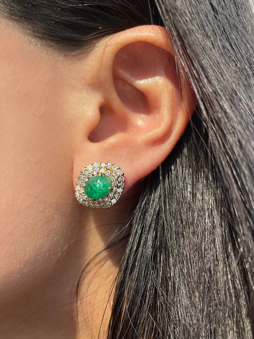 Emerald and Diamond Cocktail Earrings