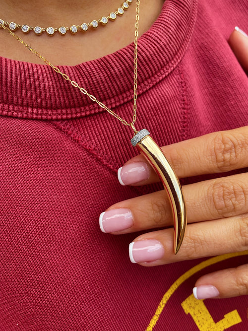 Yellow Gold Horn Necklace High Polished-Online Exclusive