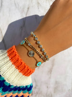 Yellow Gold and Turquoise Wheel Bracelet