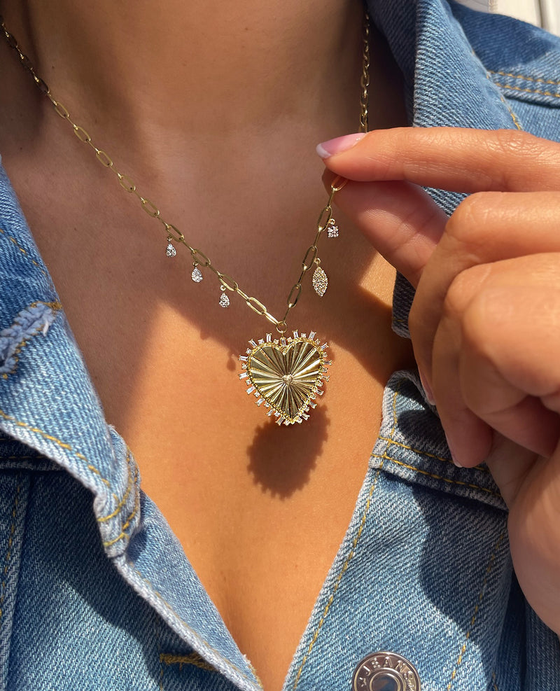 Medallion Heart Paperclip Necklace