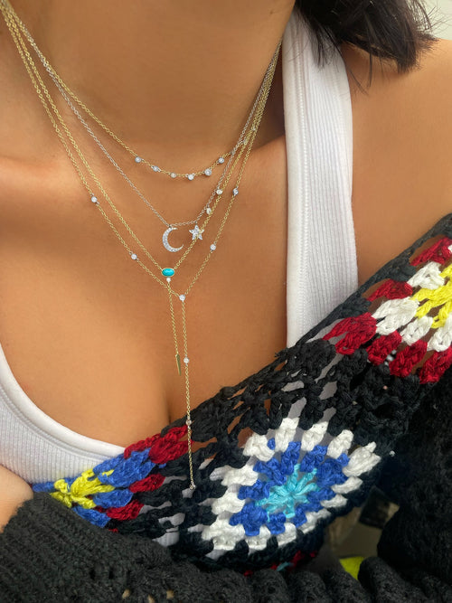 Yellow Gold and Turquoise Lariat