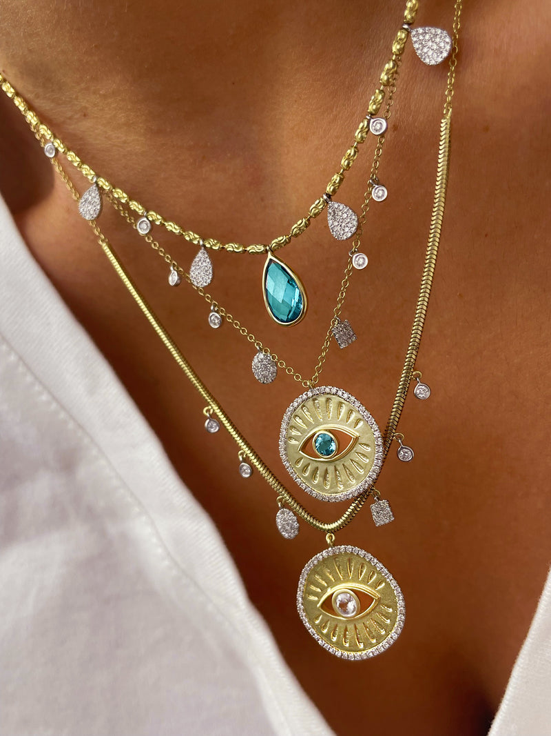 Blue Topaz Evil Eye Necklace