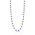 Dainty Navy Ball Chain Necklace 14kt Yellow Gold Enamel