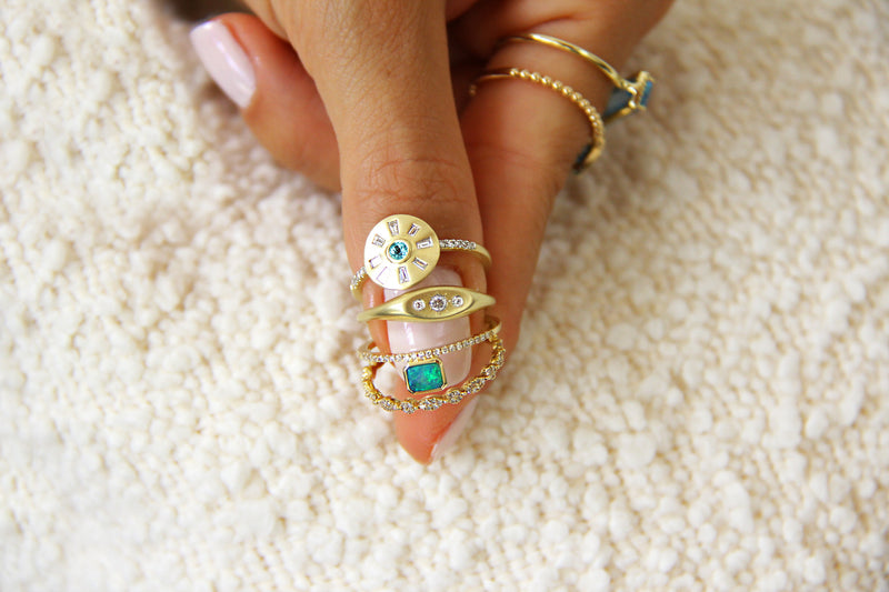 Blue Topaz Medallion Ring