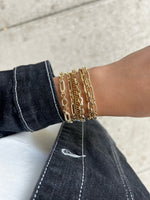 14k Yellow Mixed Link Textured Link Chain Bracelet