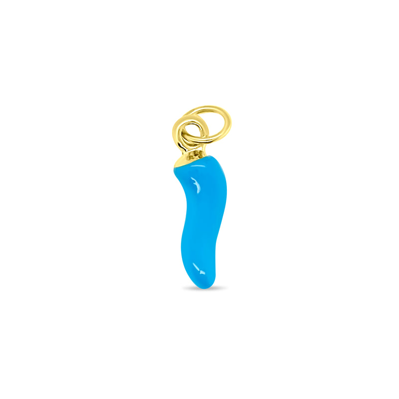 Gold Plated Blue Enamel Italian Horn Charm- Baby Boy