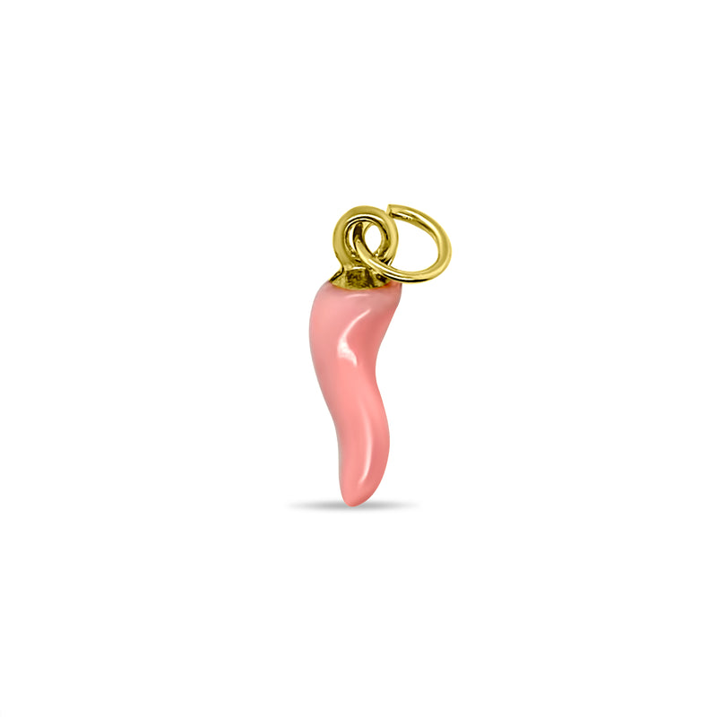Gold Plated Pink Enamel Italian Horn Charm- Baby Girl