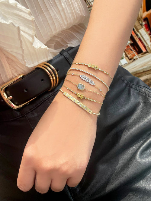 Scattered Diamonds Bar Bracelet on Spot Chain