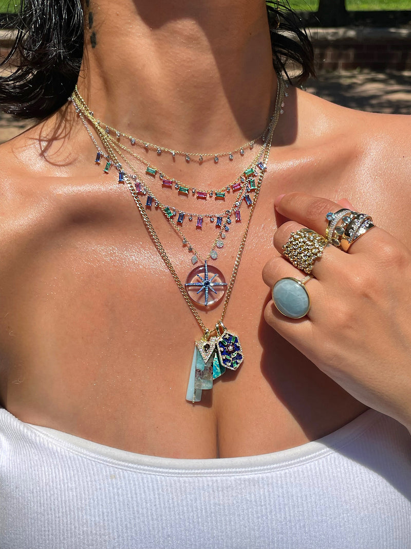 Yellow Gold and Amazonite Geometric Charm