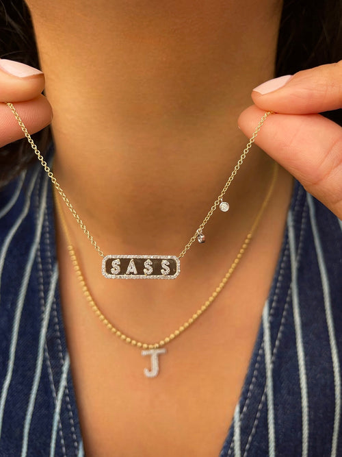 Diamond Name Plate Necklace