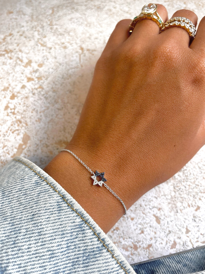 White Gold and Sapphire Star of David Bracelet