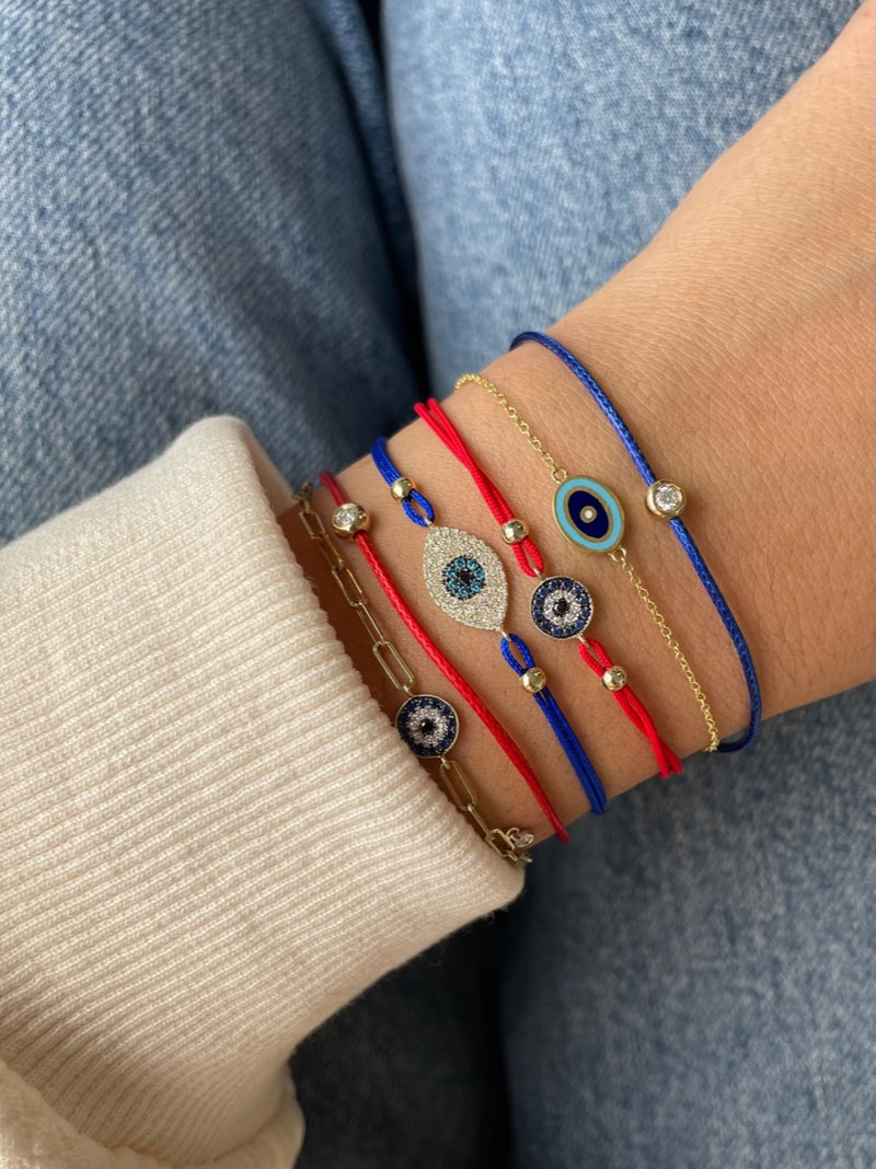 Evil Eye Paperclip Bracelet