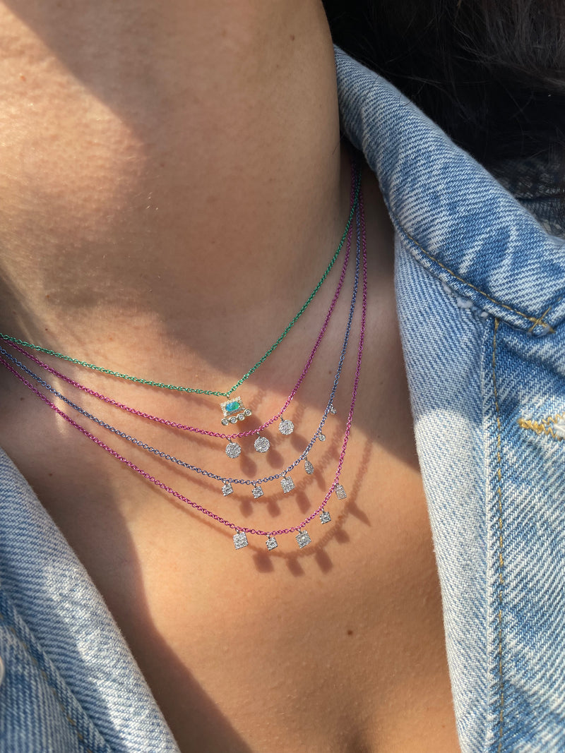Electric Green Opal Diamond Necklace