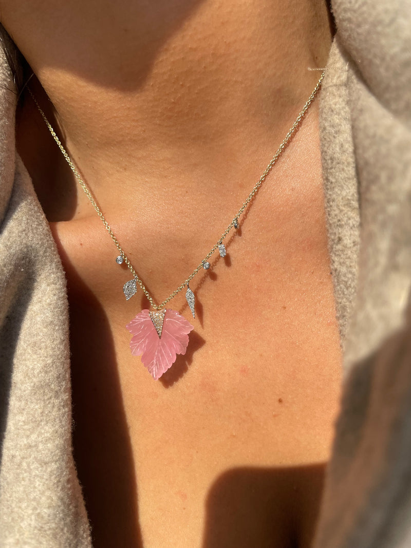 Hand Carved One of a Tourmaline Leaf Necklace IN STOCK READY TO SHIP