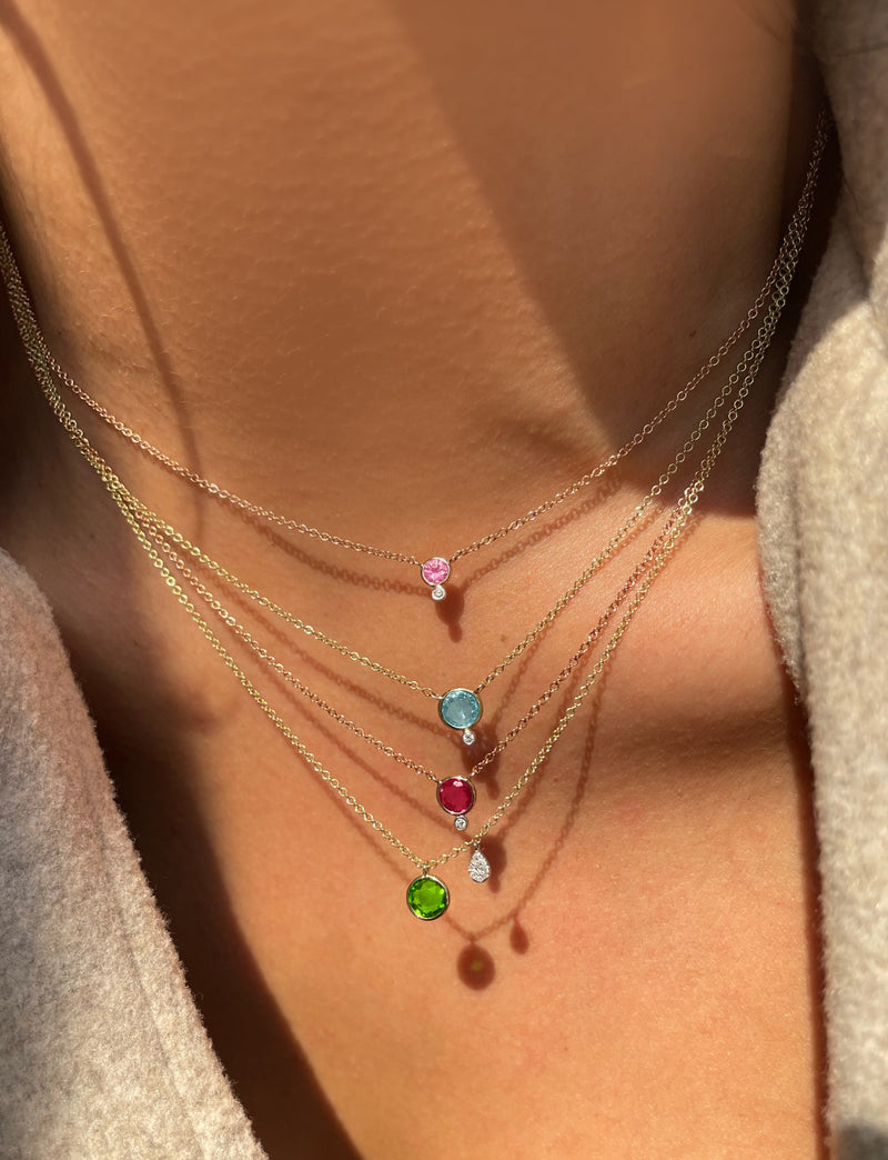 Rose Gold Pink Sapphire and Diamond Necklace