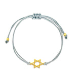 Dainty Gold Plated Jewish Star of David Bracelet on Grey Chord