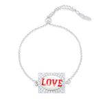 Silver and CZ Mini Square Love Bracelet