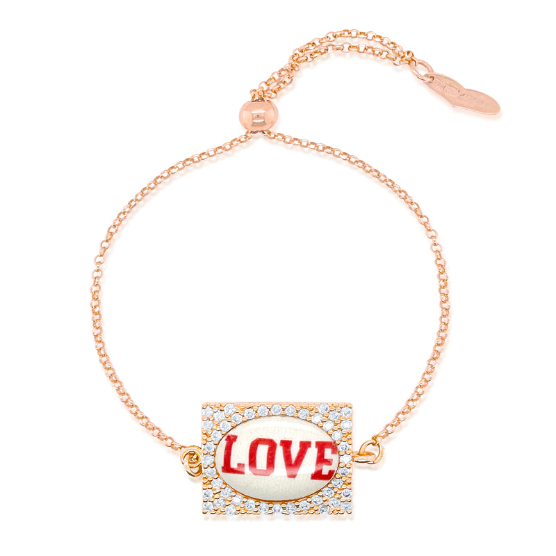 Rose Gold Plated and CZ Square Love Bracelet