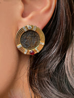18k Diamond Ruby and Emerald Earrings