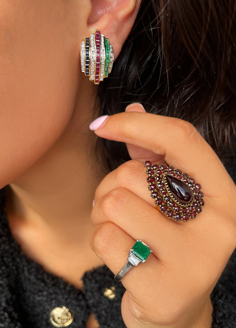 White Gold Emerald and Diamond