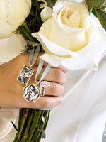 Rectangle Bouquet Photo Charm 14kt Yellow Gold  Picture Setting Wedding Gold Oval Bridal Memory Accents Frame Bling