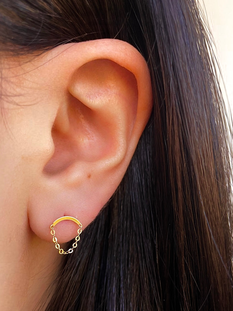 Yellow Gold Dainty Chain Studs