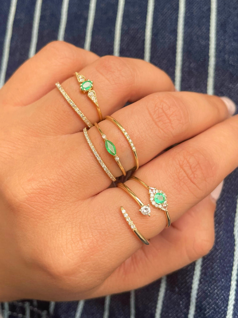 Yellow God Diamond and Emerald Ring