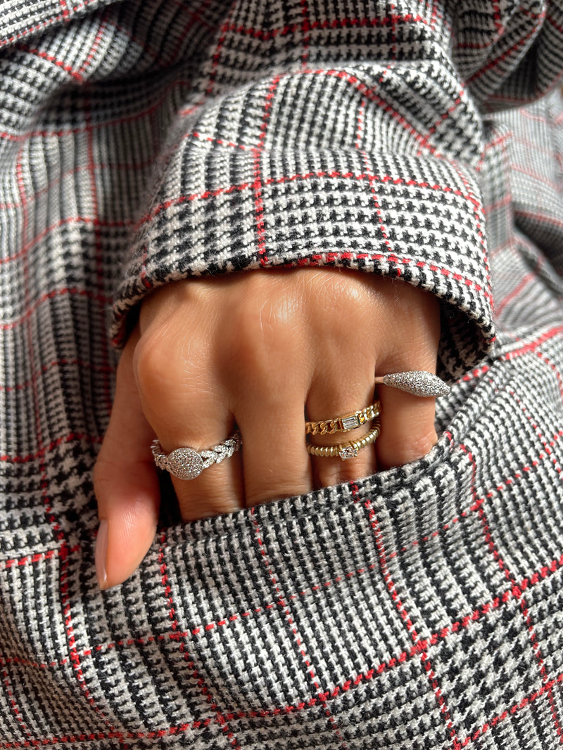 Diamond center Cuban link Ring