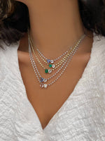 Diamond and Emerald Moi et Toi Two Stone Necklace