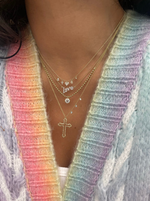 Ball Chain Diamond Love Necklace