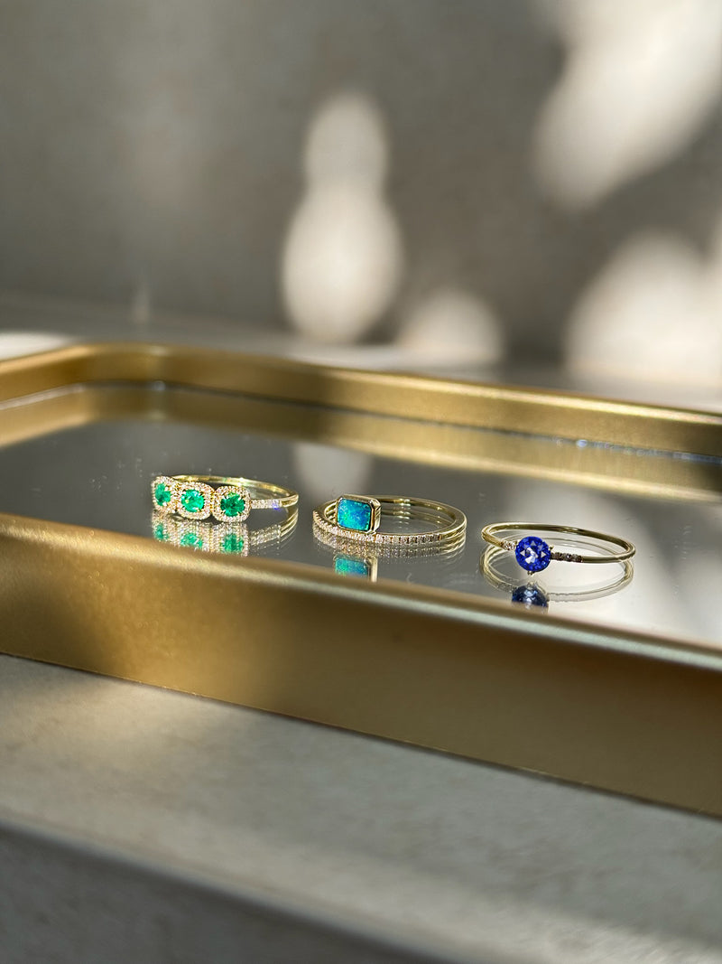 Dainty Blue Sapphire Diamond Ring