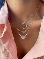 White Gold Diamond Heart and Bezel Necklace