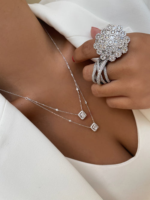 Diamond Wave Cocktail Ring