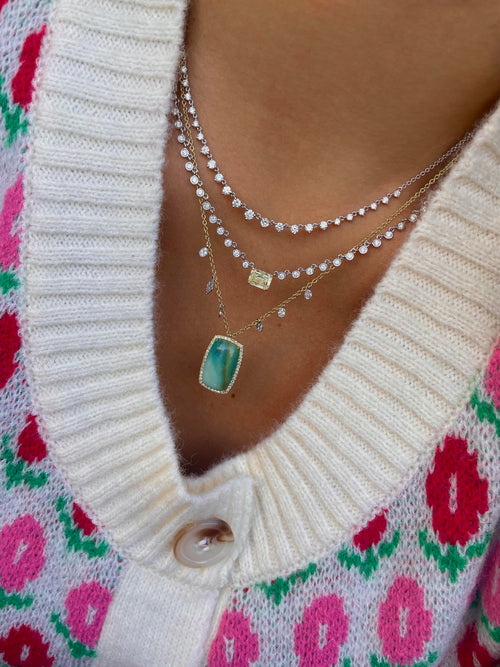 Two Tone Andean Opal and Diamond Charms Necklace