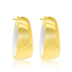 Gold Plated White Enamel Hoop Earrings