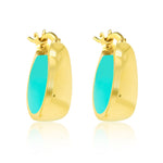 Gold Plated Turquoise Enamel Hoop Earrings