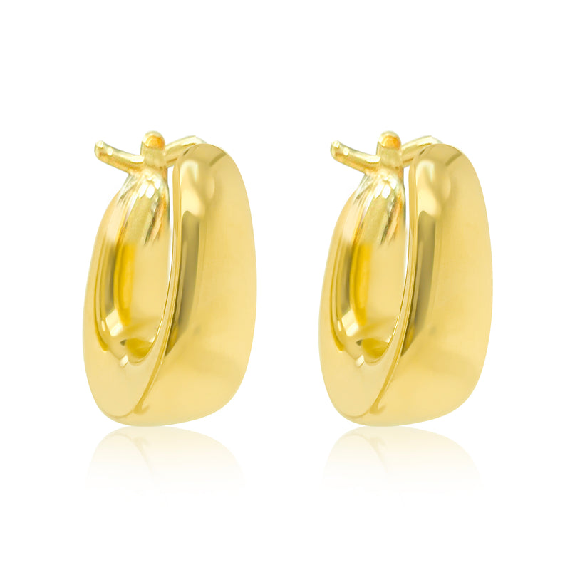 Gold Plated Elongated Oval Hoop Earrings Small