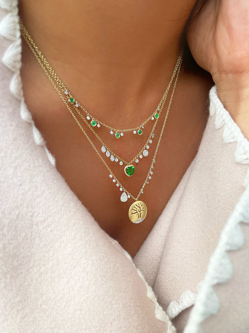 Yellow Gold and Emerald Bezel Necklace