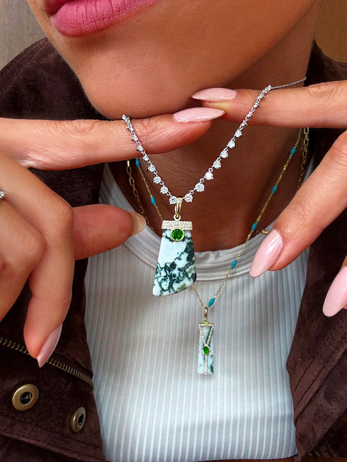 Moss Agate and Green Chrome Charm