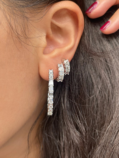 Lab Grown Diamond Emerald Cut Hoops