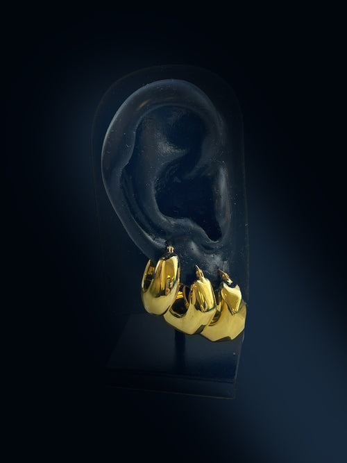 Yellow Gold Geometric Chunky Hoops