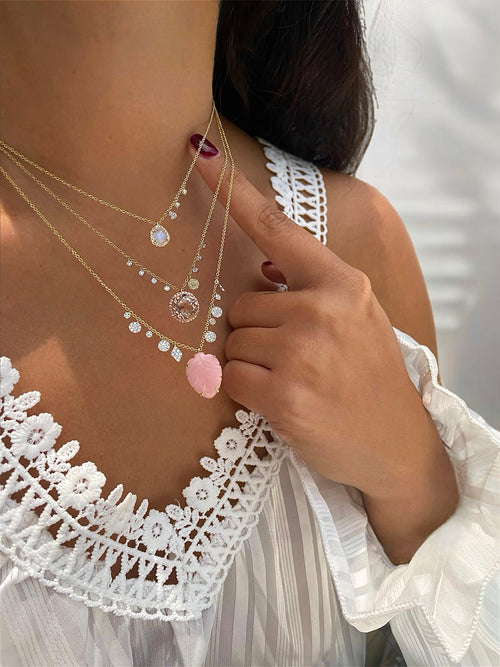 Yellow and Pink Gold Diamond and Morganite Necklace